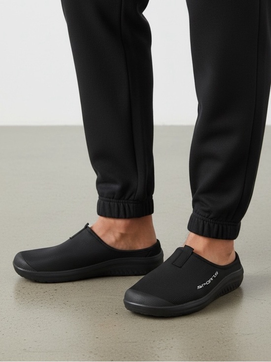 Other - Mens Black Walking Slip On Shoes Sneakers Open Back Size 9 NWT